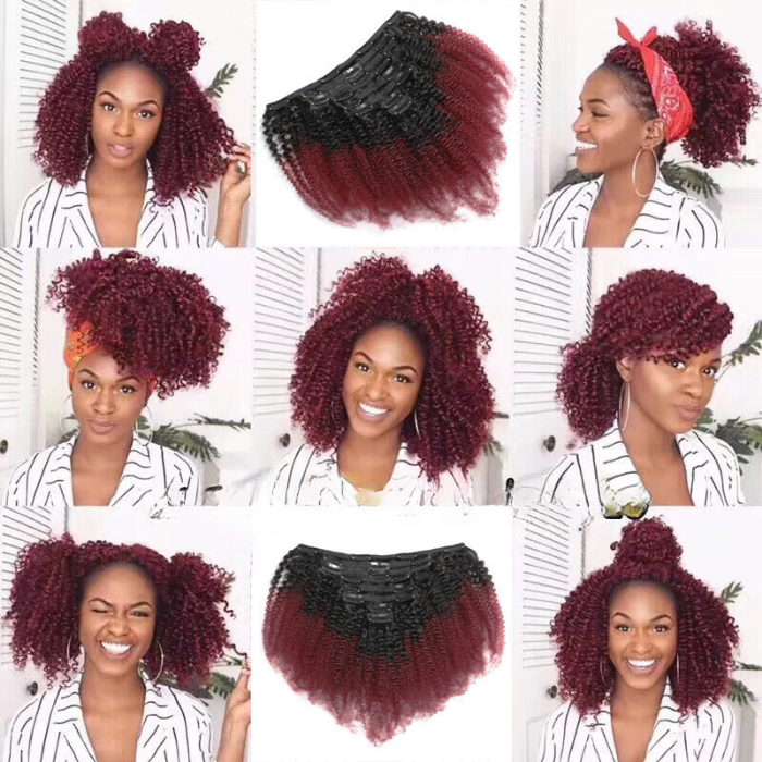 Kit Extensions à Clips Afro Curly Ombre Ombre Brun Foncé 99J 120 gr Ombre Brun Foncé 99J 120 Gr