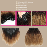 Kit Extensions à Clips Afro Curly Ombre Brun Chocolat Blond 120 gr Ombre Brun Chocolat Blond 120 Gr