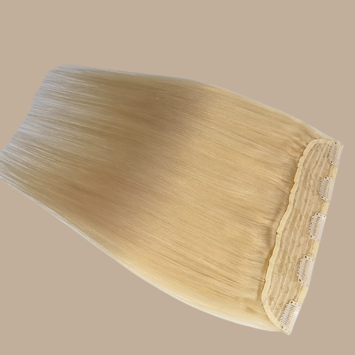 Extension à Clips Straight Blond Platine Mono Bande Maxi Volume Blond Platine